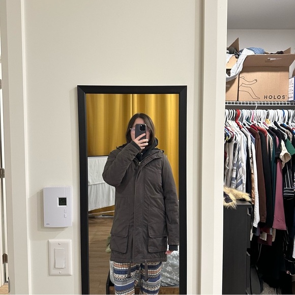 Twik Simons | womens small winter coat parka dark grey magnetic pockets buttons - Picture 5 of 5